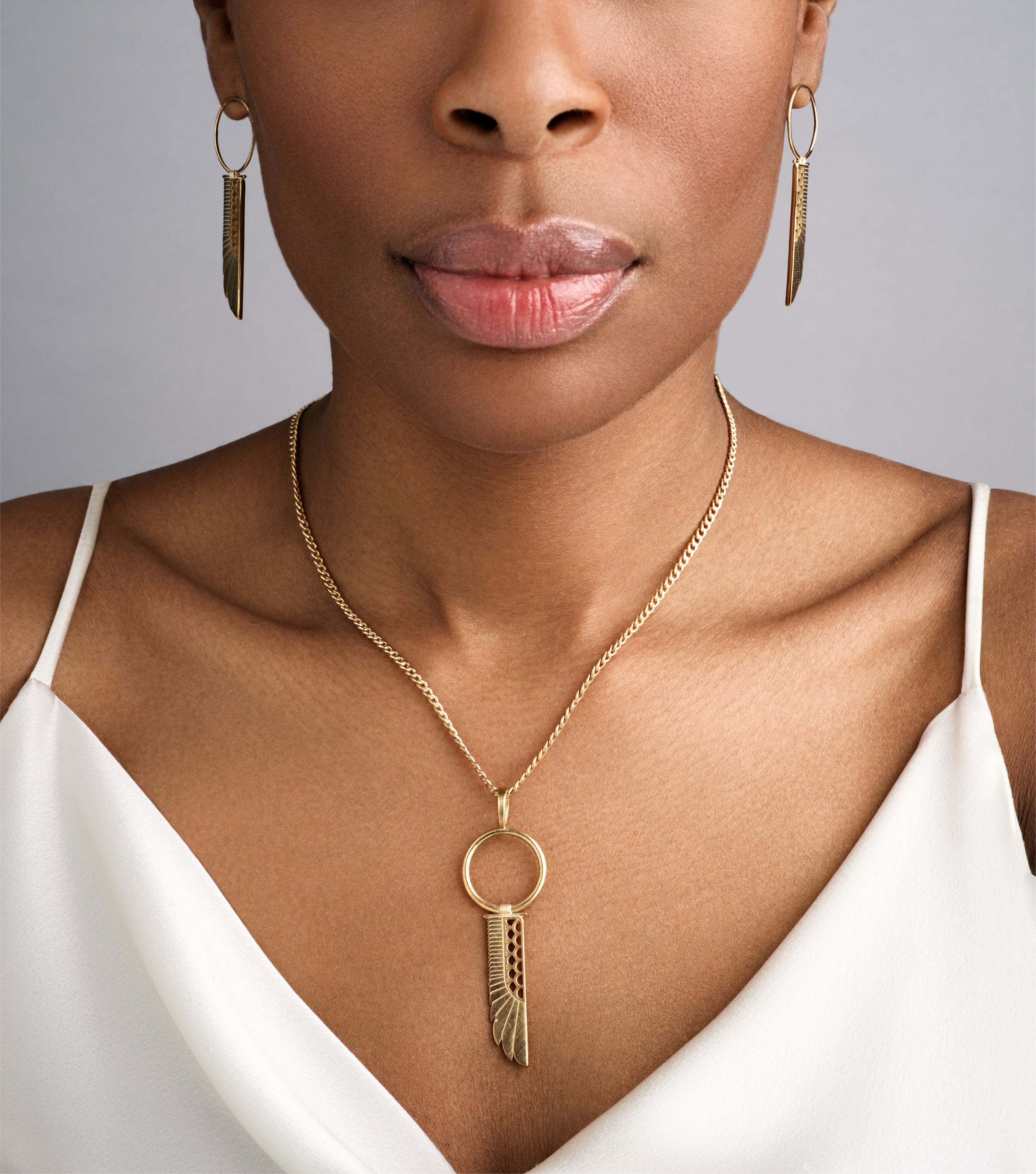 18K Yellow Gold Plated Shen Wing Earrings