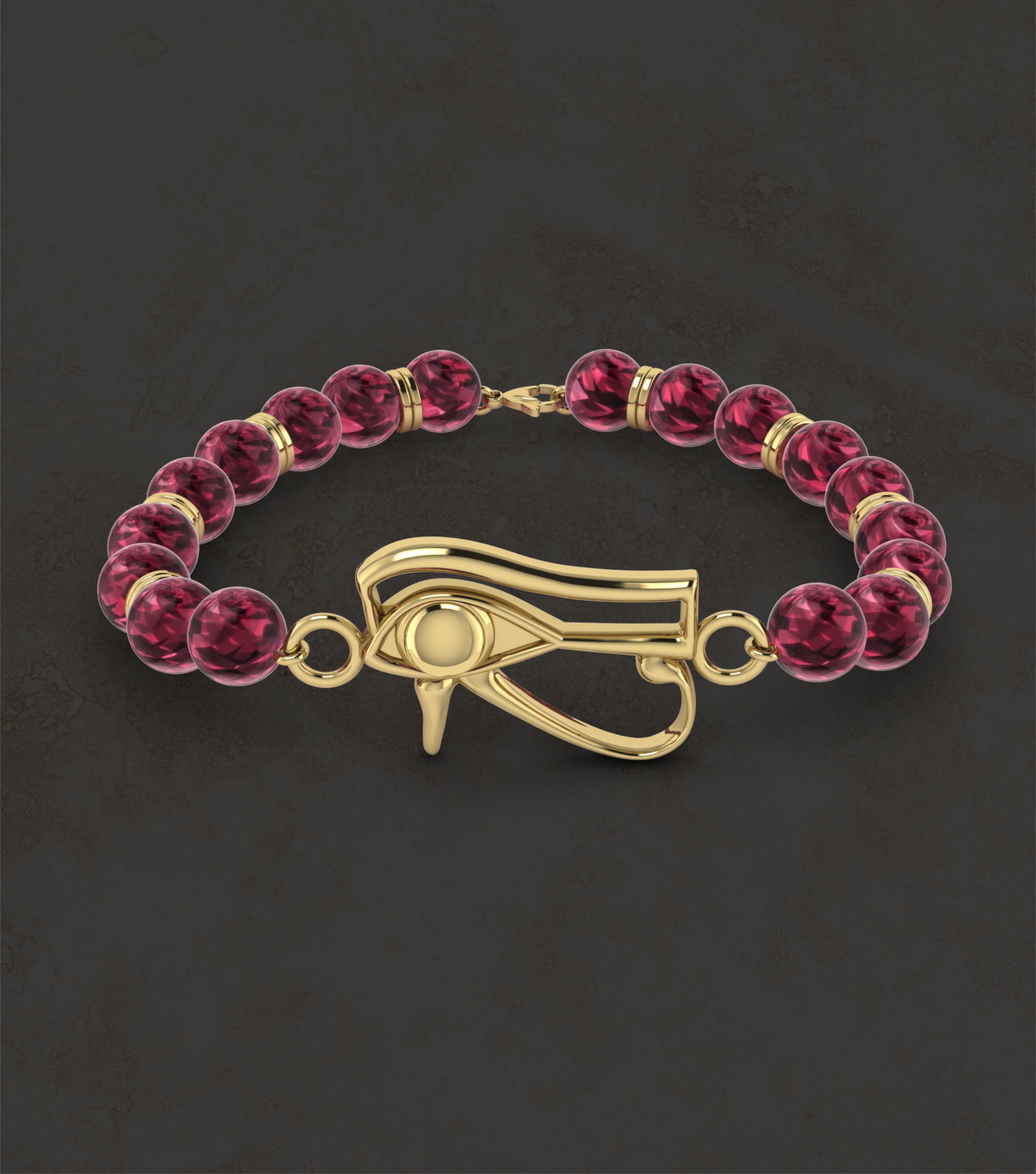 18K Yellow Gold Plated Utchat "Eye of Heru" Beaded Bracelet