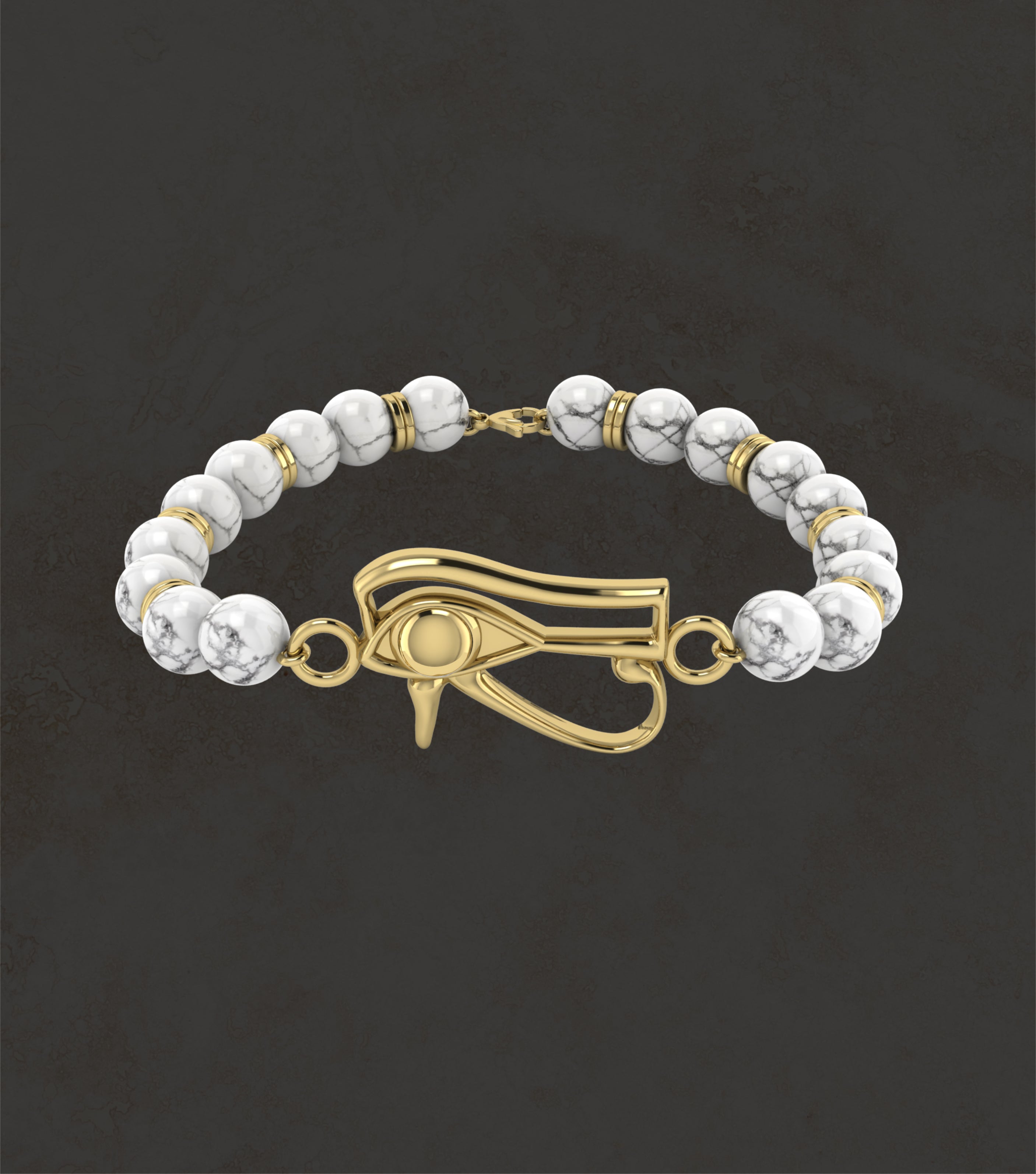 18K Yellow Gold Plated Utchat "Eye of Heru" Beaded Bracelet