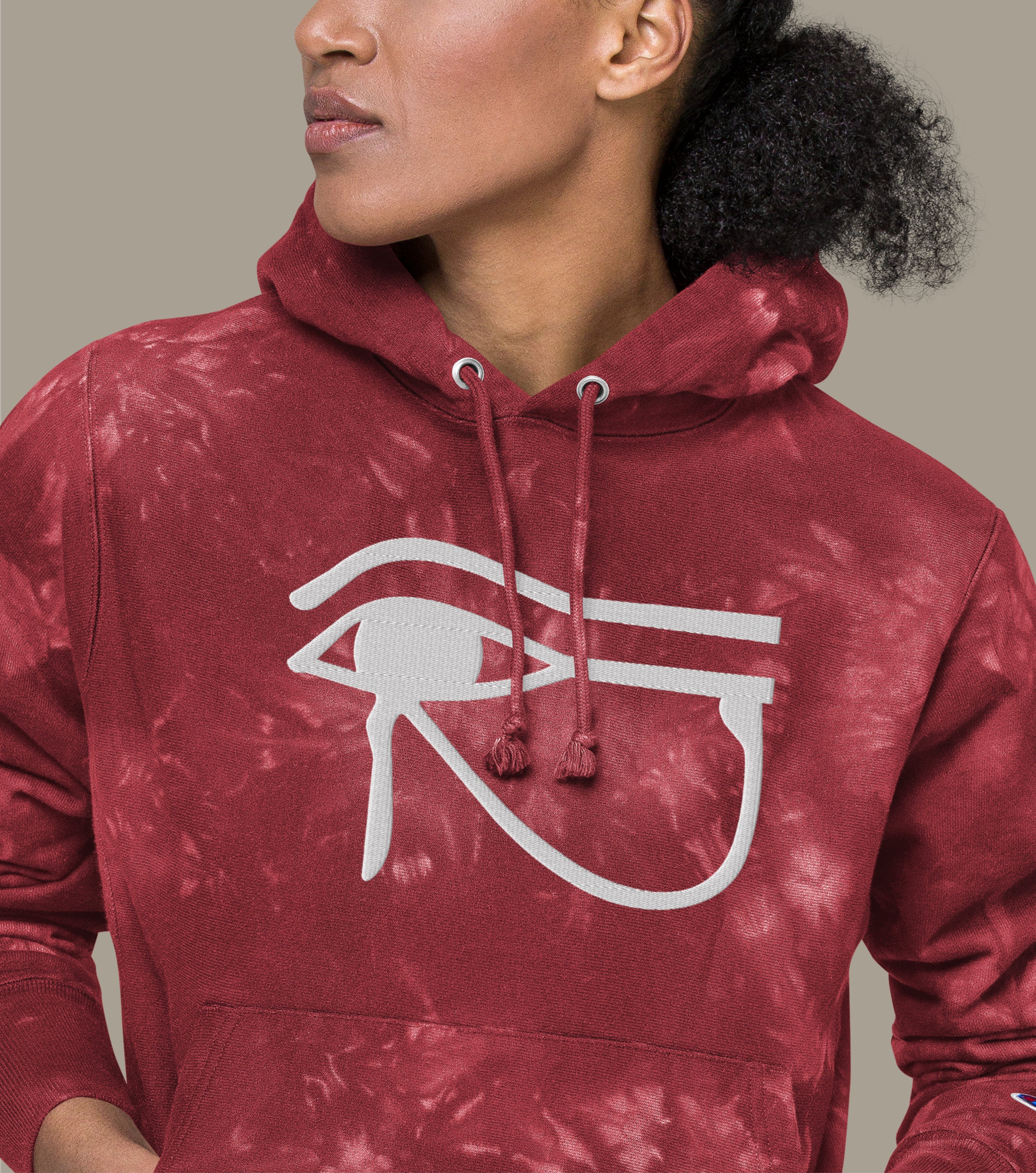 Unisex Large Embroidery Utchat Tie-dye Hoodie