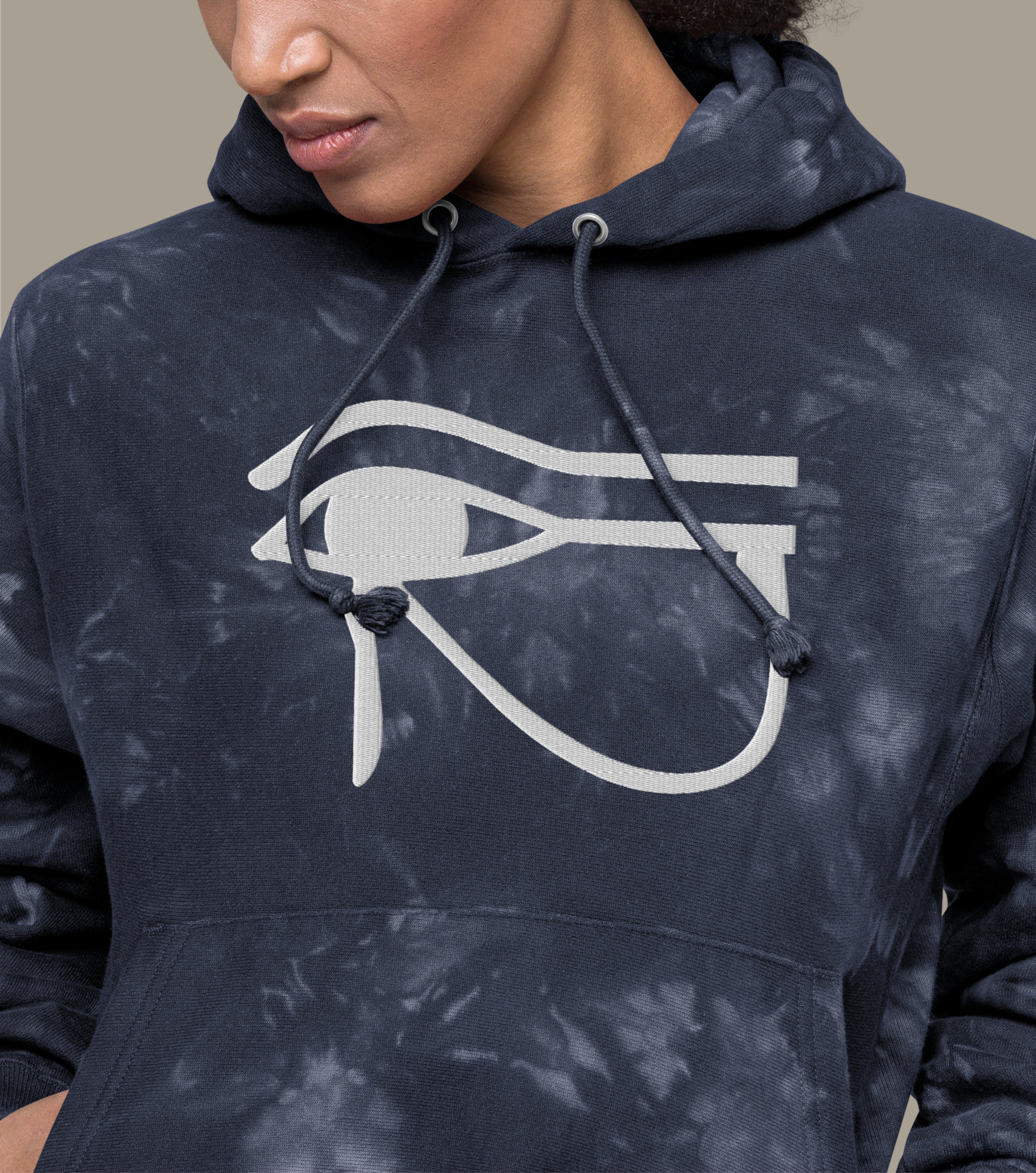 Unisex Large Embroidery Utchat Tie-dye Hoodie