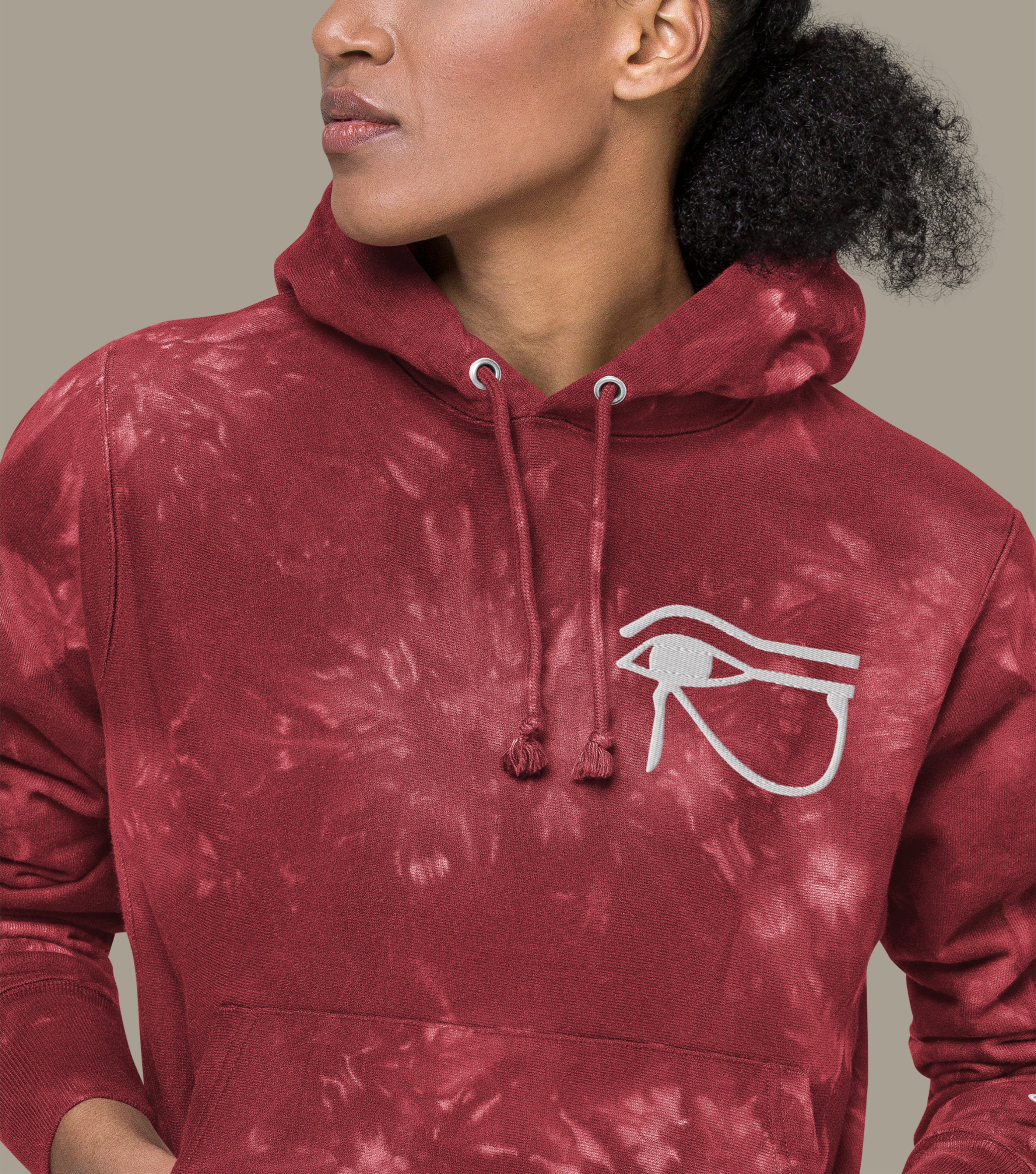 Unisex Small Embroidery Utchat Tie-dye Hoodie