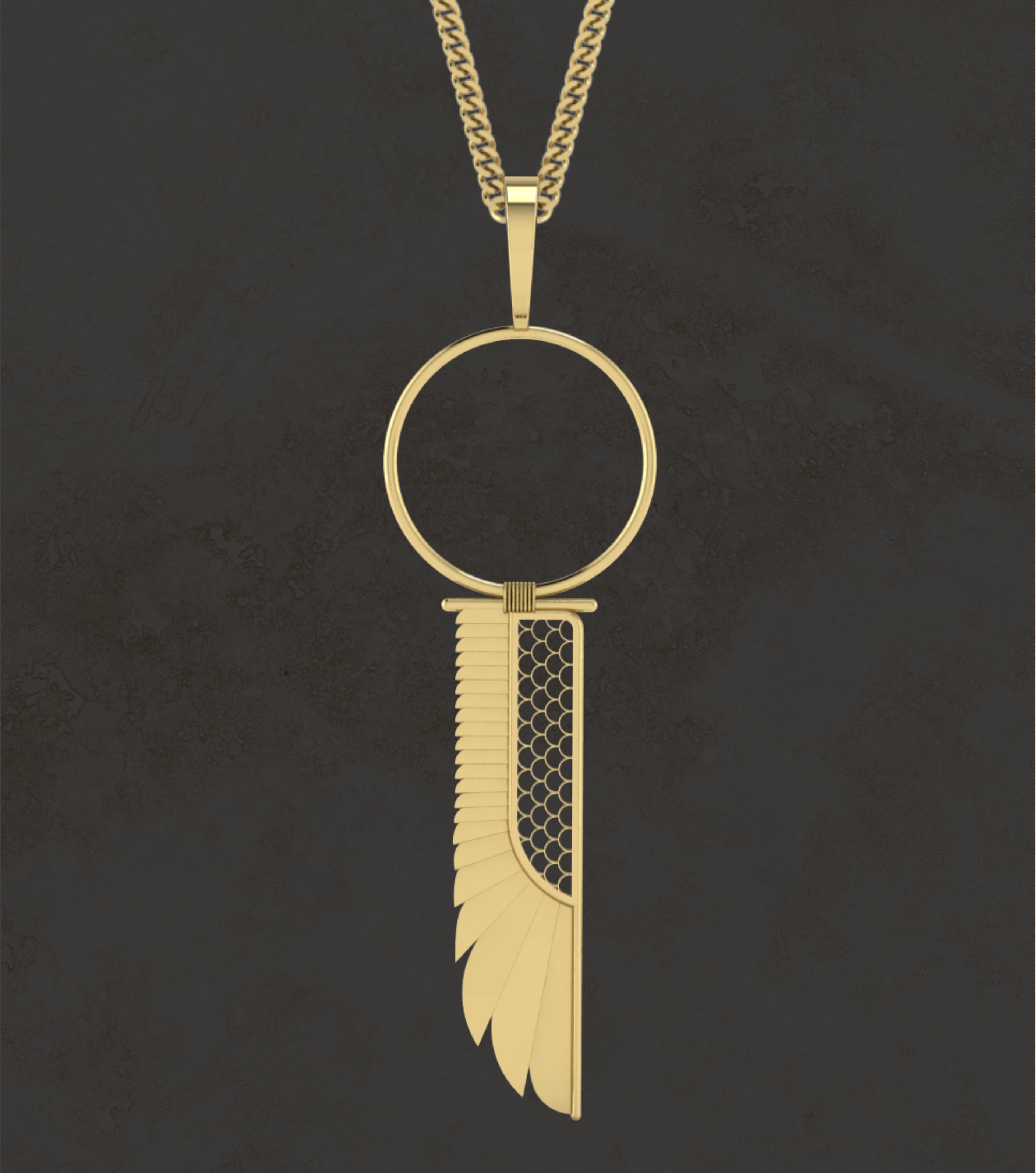 18K Gold Plated Shen Wing Pendant & Chain